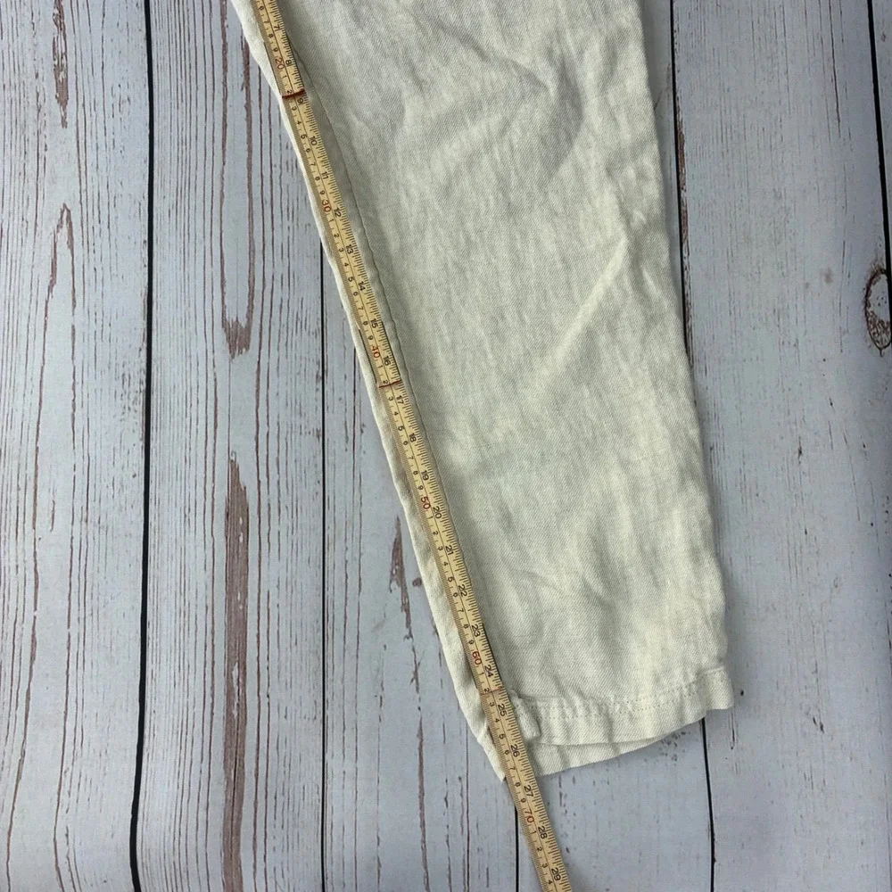 Zara Linen Blend Tapered Pants Oatmeal Beige Drawstring Waist Size 30